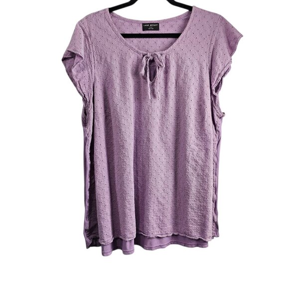 💎Lane Bryant Women's Swing Collection Eyelet Flutter Sleeve Cotton Purple Top - Picture 1 of 6